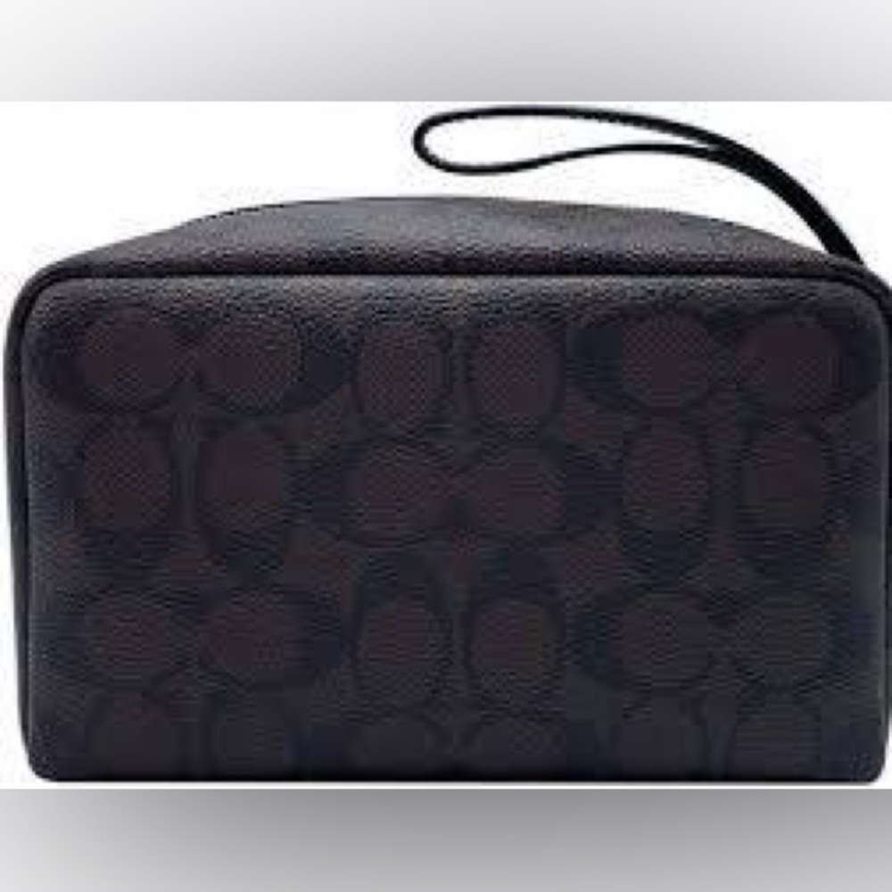 COACH Signature Boxy Cosmetic Case 20 Brown/Black - Picture 3 of 9